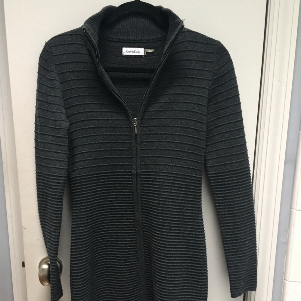 Calvin Klein gray sweater dress.